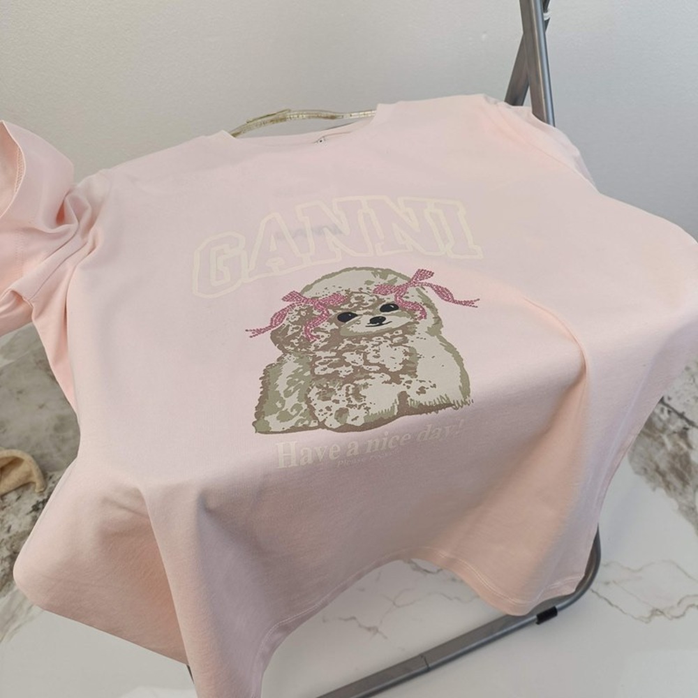 Ganni Pink Short Sleeve Tee View 2
